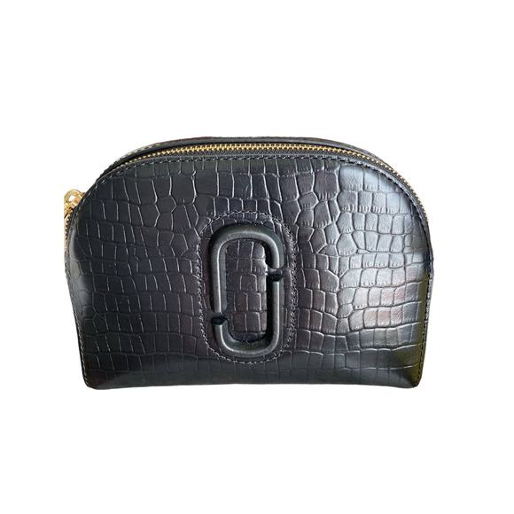 NWT  MSRP$ 375 MARC JACOBS Shutter Croc Embossed Leather Crossbody Black Bag - Picture 1 of 8